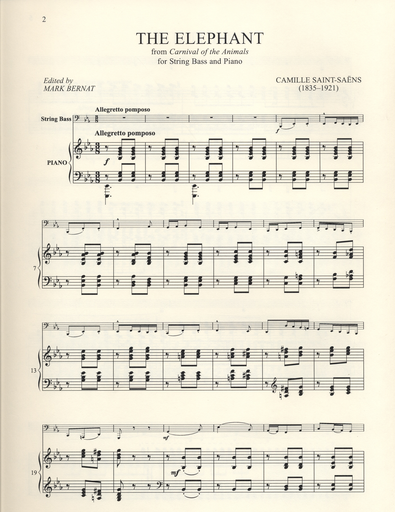 Saint-Saens, Camille (Bernat): The Elephant and Tortoises from Carnival of the Animals (bass & piano)