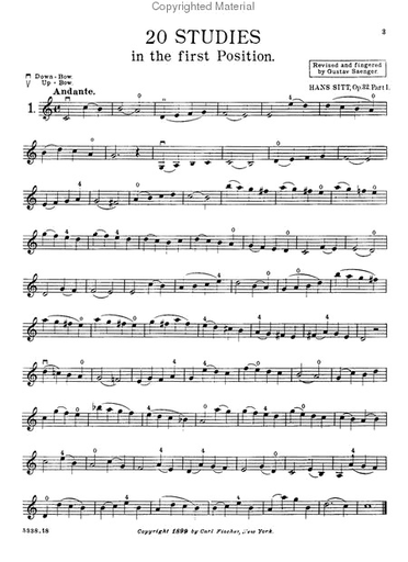 Sitt: Studies for Violin Op. 32 #1- Twenty Studies in the First Position (violin)
