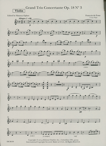 de Fossa, Francois: Grand Trio Concertante Op. 18 No. 3 (guitar, violin and cello)