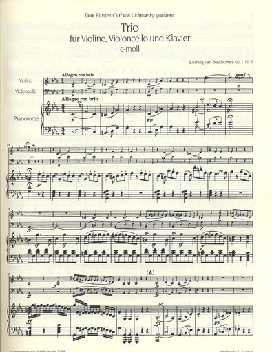 Beethoven, L. van: Piano Trio Op. 1 No. 3 (piano, violin, cello)