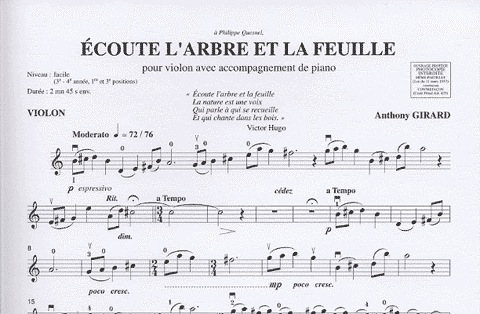 Girard, Anthony: Ecoute L'Arbre et la Feuille (violin & piano)