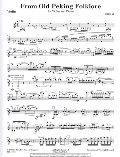 Yi, Chen: From Old Peking Folklore (Violin & Piano)