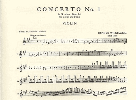 Wieniawski, H. (Galamian): Concerto #1 in F# minor Op.14 (violin & piano)
