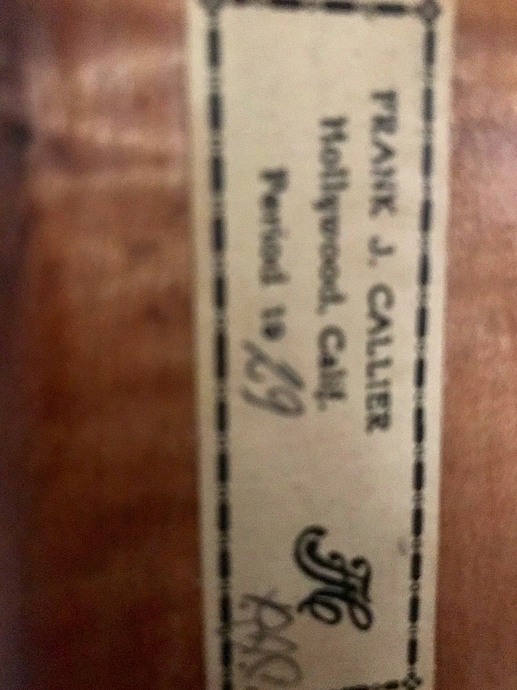 FRANK J. CALLIER violin, 1929, Hollywood, California