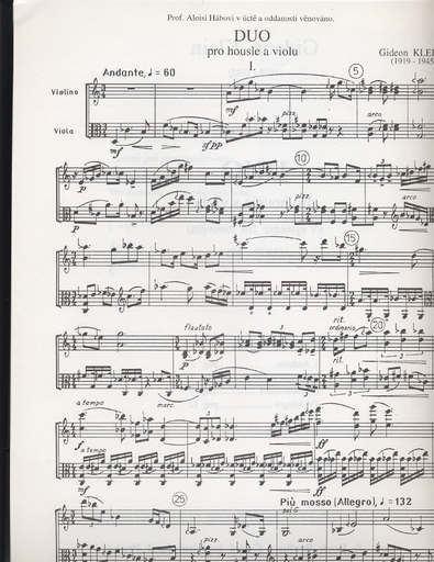 Klein, Gideon: Duo for Violin & Viola (1939-40)