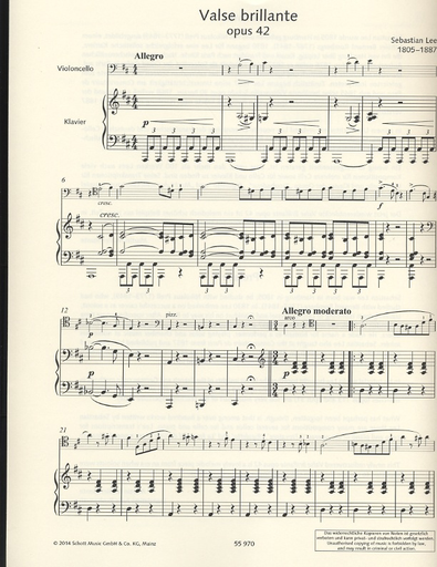 Lee, S.: (Muller-Runte, ed.) Valse Brillante, Op. 42 (cello and piano)