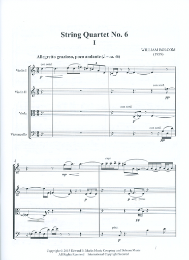 Bolcom, W.: String Quartet, No. 6 (score and parts)