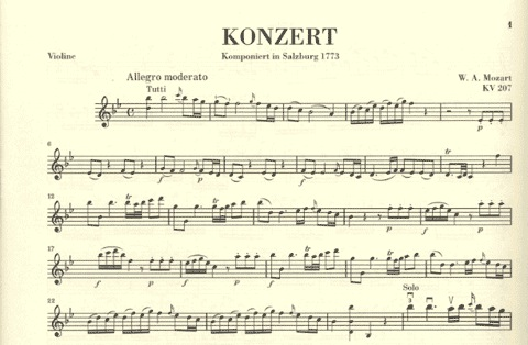 Mozart, W.A. (Seiffert, ed.): Concerto No.1 in Bb, KV 207, urtext (violin & piano)