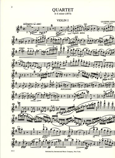 Verdi, Giuseppe: String Quartet in e minor, 1873 (set of parts)