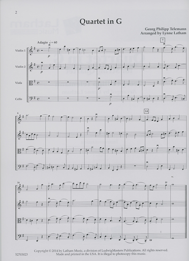 Telemann, G.P. (Latham, arr.): Quartet in G, score & parts