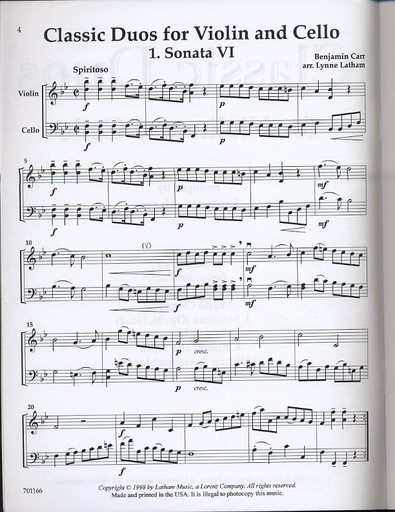 Latham, Lynne: Classic Duos for Violin & Cello