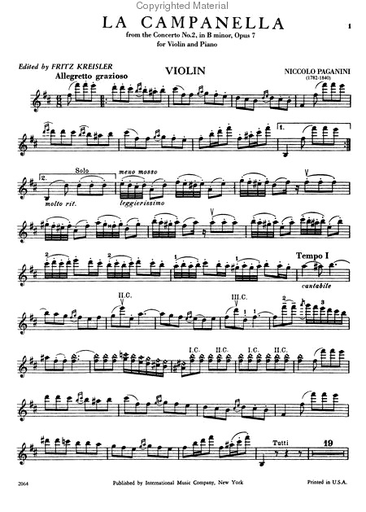 Paganini (Kreisler): La Campanella-The Bell (violin & piano)