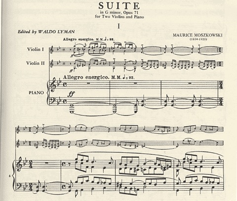 Moskowski, Maurice: Suite in G minor Op.71 (2 violins & piano)