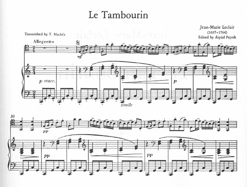 Leclair, J.M.: Le Tambourin (cello & piano) special import