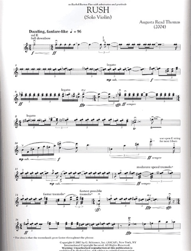 Thomas, Augusta Read: Rush (solo violin)