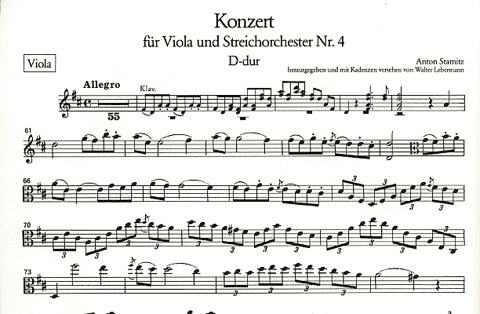 Stamitz, Karl: Concerto #4 in D (viola & piano)