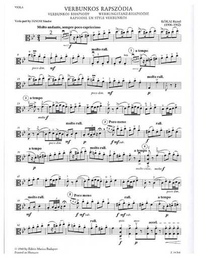 Kokai: Verbunkos Rhapsody for Viola (or violin) and piano