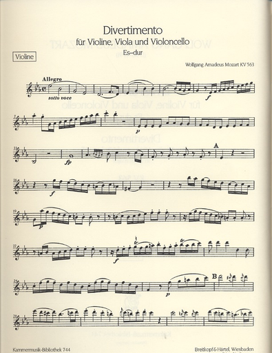 Mozart, W.A.: Divertimento in Eb K563 (violin, Viola & cello)