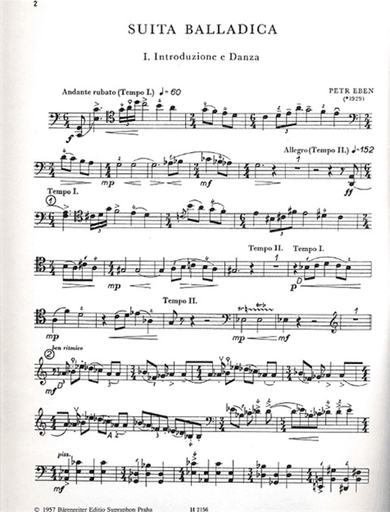 Eben, Petr: Suita balladica. (for Violoncello and Piano) Barenreiter