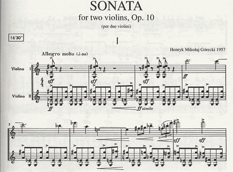 Gorecki, Henryk: Sonata (2 violins) - Special Import