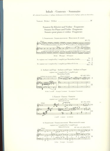 Mozart, W.A. (Seiffert, ed.): Fragments, urtext (violin and piano)