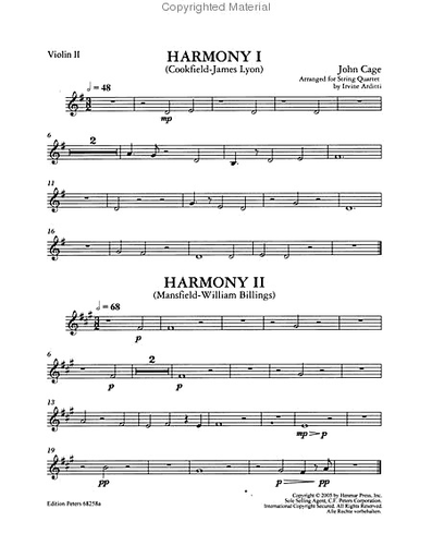 Cage, John: 44 Harmonies from Apartment House 1776 (string quartet) parts
