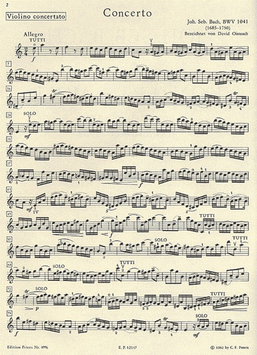 Bach, J.S.: Violin Concerto in a minor (violin & piano or CD) PETERS