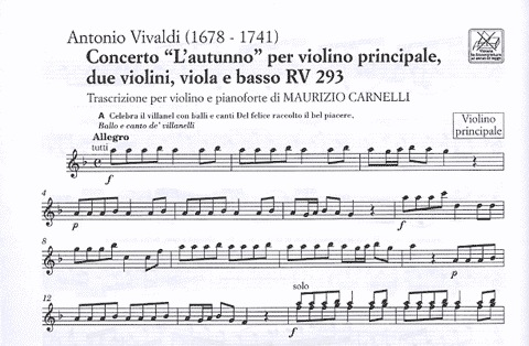 Vivaldi, Antonio: Autumn from The Four Seasons (violin & piano or CD)