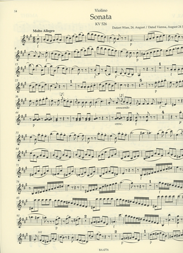 Mozart, W.A. (Reeser): Sonatas for Piano and Violin (Late Viennese Sonatas) Barenreiter