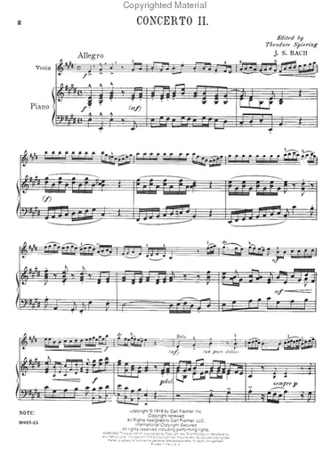 Bach, J.S.: Concerto #2 in E Major (Violin & Piano)
