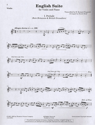 Fitzgerald, R. Bernard (Dorf): English Suite (violin & piano)