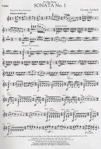 Antheil, George: Sonata #1 for Violin & Piano