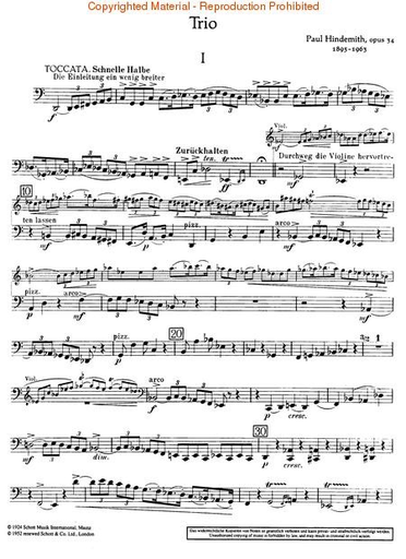 Hindemith, P.: Trio No.1, Op.34 (violin, viola, and cello)