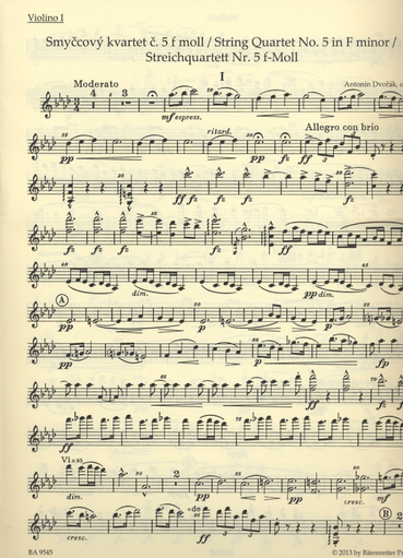 Dvorak, Antonin: String Quartet No. 5 in f minor Op. 9, Barenreiter