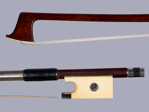 Snakewood viola bow, ivory/silver