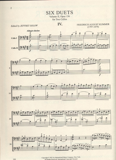 Kummer (Solow): Six Duets, Op. 156, Vol. 2 (2 cellos)