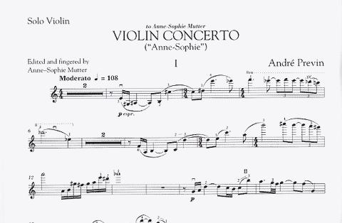 Previn, Andre: Violin Concerto ''Anne-Sophie'' (violin & piano)