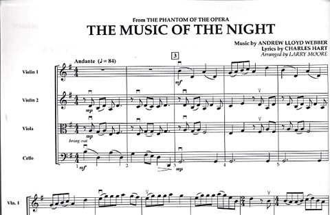 Lloyd-Webber: The Music of the Night from Phantom of the Opera - Pops for String Quartet (score and parts)