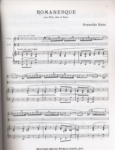 Hahn, Reynaldo: Romanesque for flute, viola and piano
