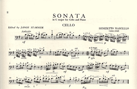 Marcello, Benedetto (Starker): 2 Sonatas #1 in G and C (cello & piano)
