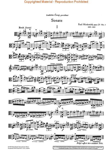 Hindemith, P. : Solo Sonata No.1, Op. 25 (viola)
