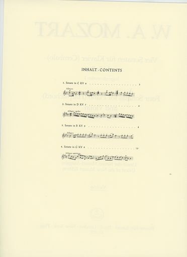Mozart, W.A.: Four Early Sonatas KV6-9 Vol.1 (piano & violin) Barenreiter
