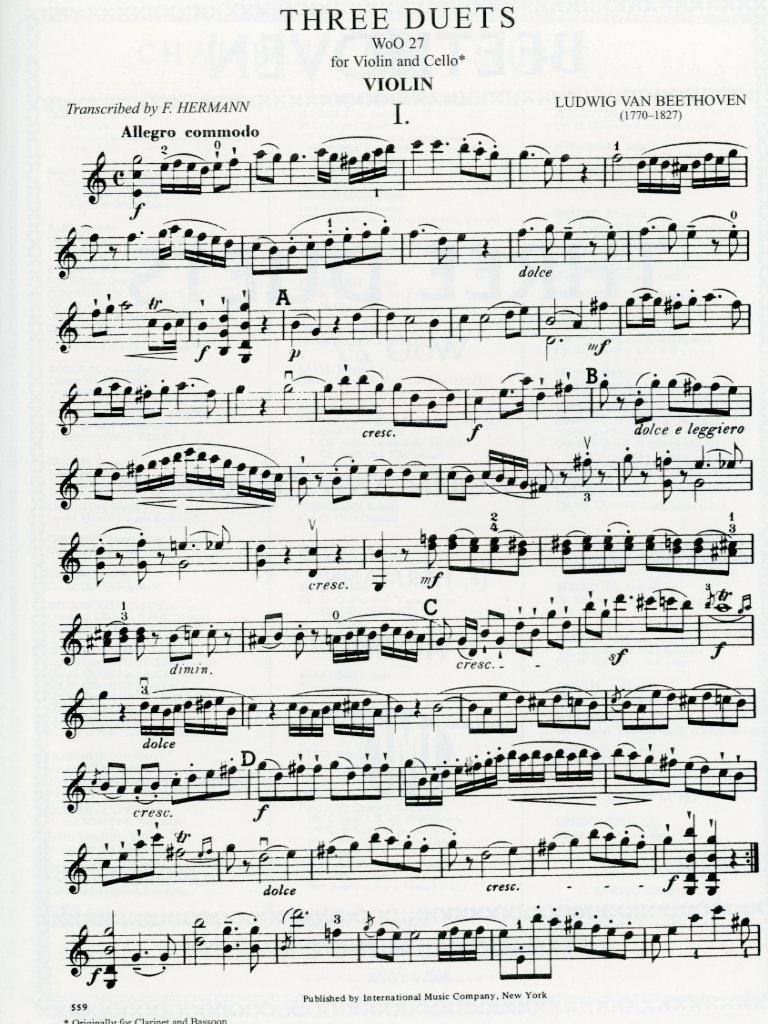 Beethoven, L.van (Hermann): Three Duets WoO 37 (Violin & Cello), International