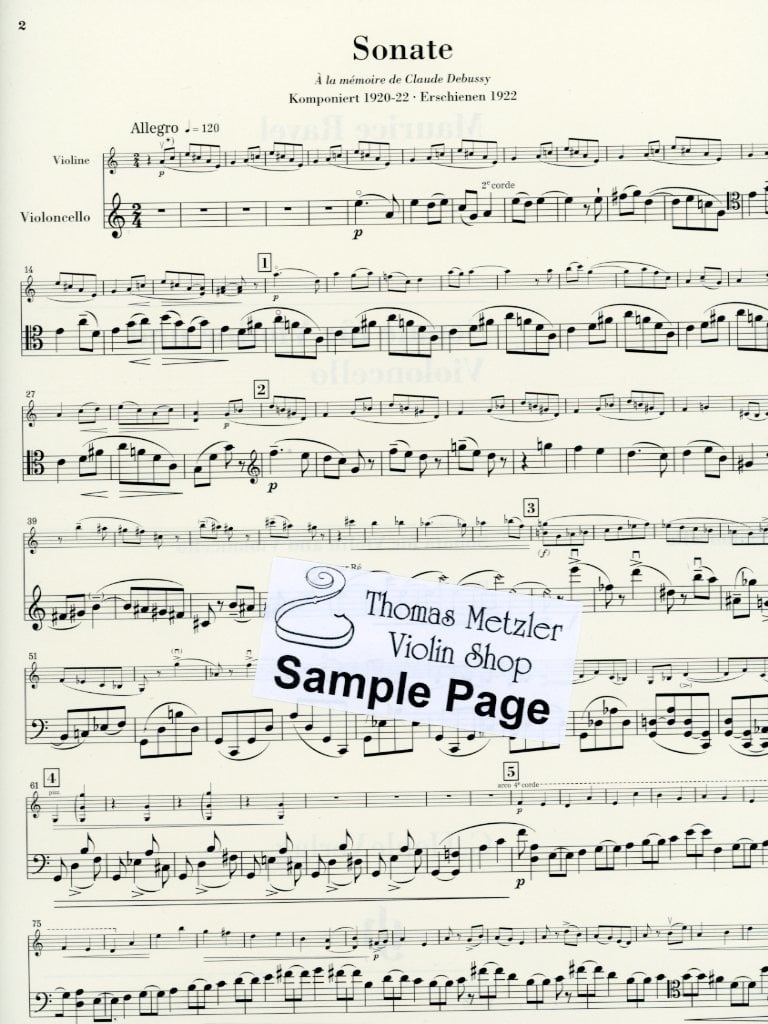 Ravel, M. (Kramer, ed.): Sonata for Violin and Cello, Urtext, Henle