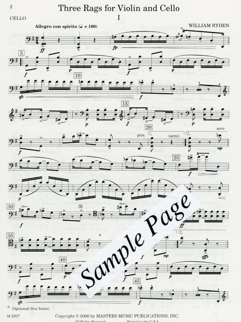 Ryden, W.: 3 Rags for Violin and Violoncello