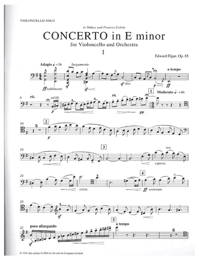 Elgar, Edward: Cello Concerto Op.85 (cello & piano)