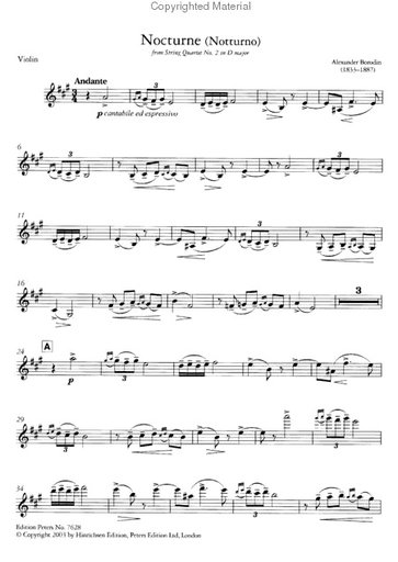 Borodin, Alexander: Nocturne from Quartet No.2 (violin and piano)