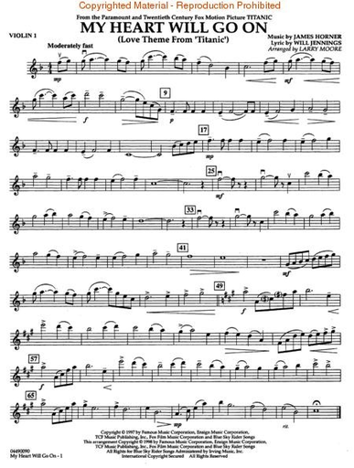 My Heart Will Go On - Love Theme from Titanic - Pops for String Quartet (score and parts)