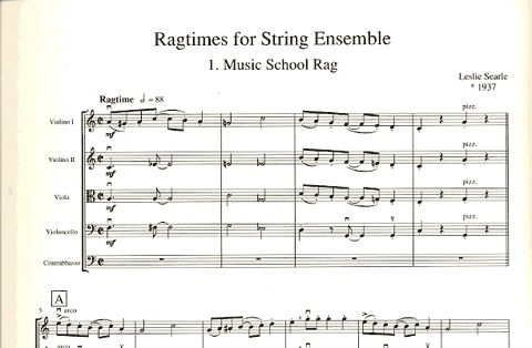 Searle, Leslie: Ragtimes for String Ensemble (string quartet score and parts)