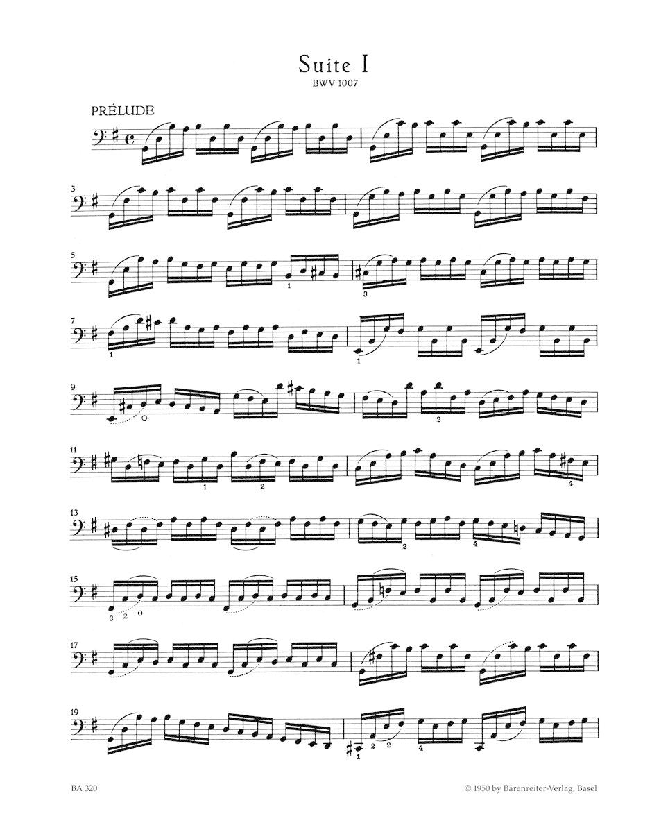 Bach, J.S. (Wenzinger): 6 Suites for Cello Solo, BWV1007-1012 - URTEXT (cello) Barenreiter